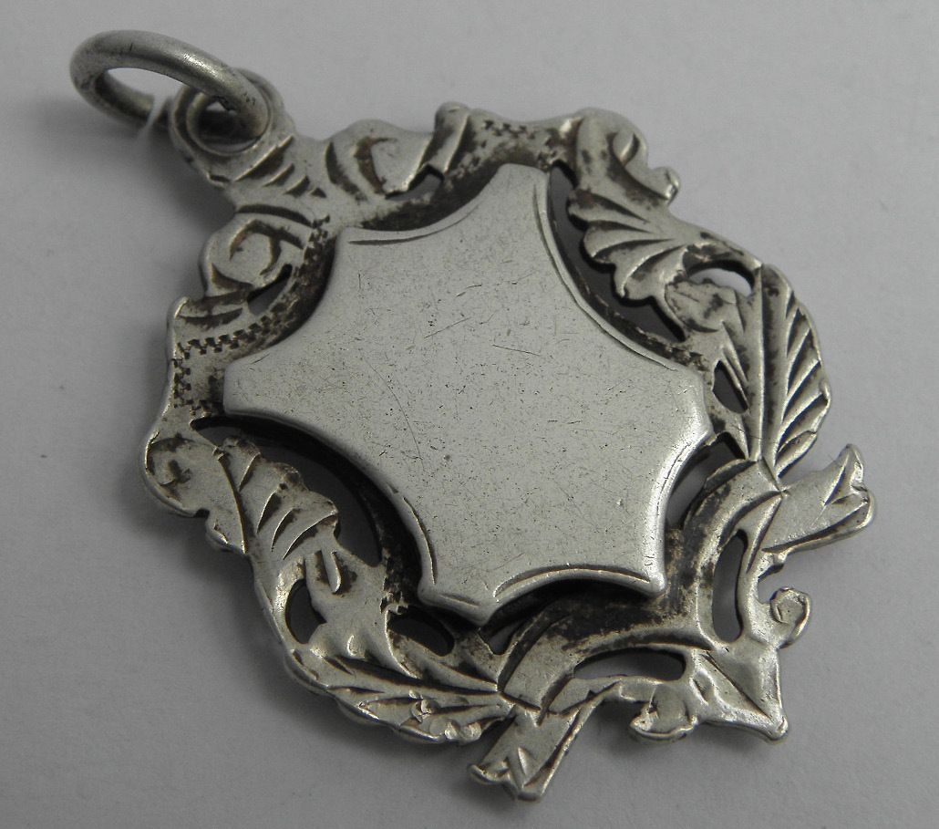 LOVELY ANTIQUE STERLING SILVER ALBERT CHAIN FOB MEDAL B1901 WITH NO 