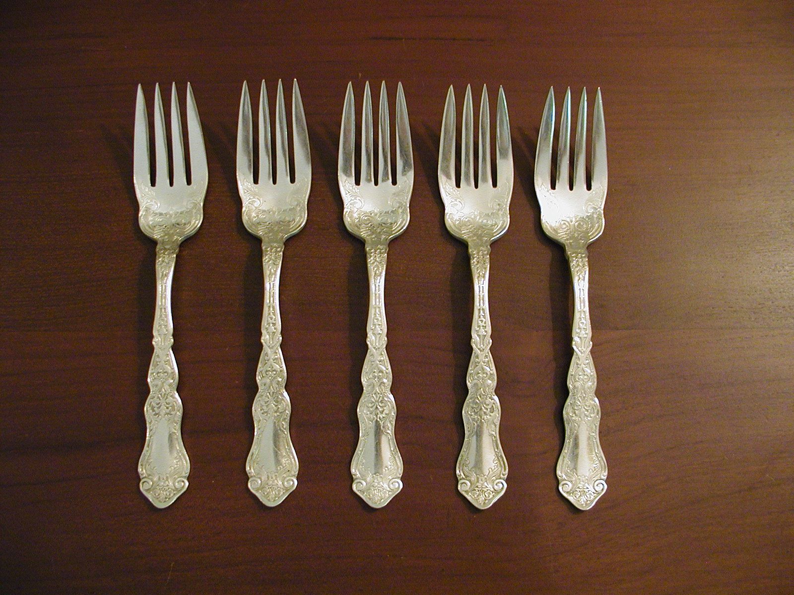 wm rogers son silverplate alhambra 1907 set of 5 salad forks highly 