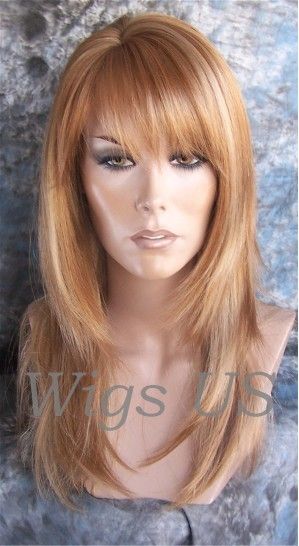 Wigs Strawberry Blonde Mix Long Skin Side Part Full Wig