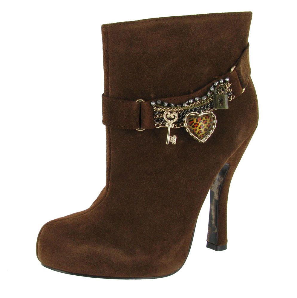 Betsey Johnson Luuceyy Suede Charm Bracelet Ankle High Womens Boots 