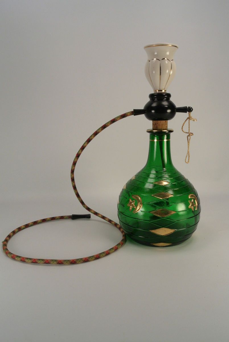 Vintage Mastercraft Water Tobacco Pipe Italy Green Art Glass Vase 