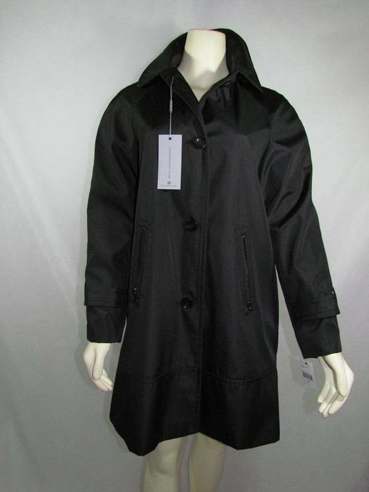New Marc New York by Andrew Marc Womens Raincoat Trench Coat Black 