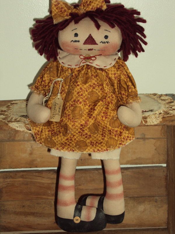 Primitive Raggedy Ann Pumpkin Patch Rag Doll Annie