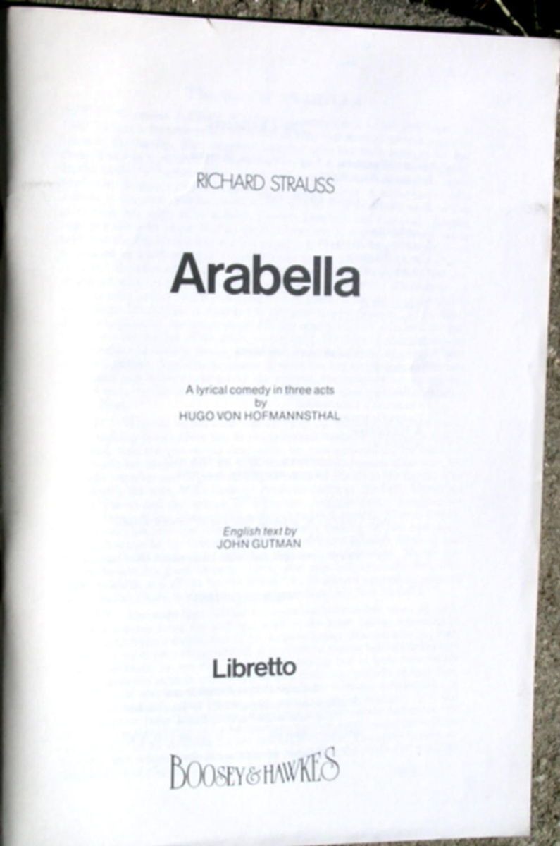 Libretto Arabella by Richard Strauss Opera Lyrics in German English 