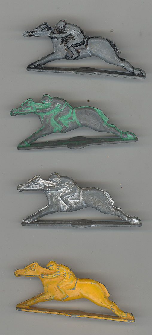 VINTAGE METAL TOY HORSE RACING Horses RACERS Game Pieces COLOR Antique 
