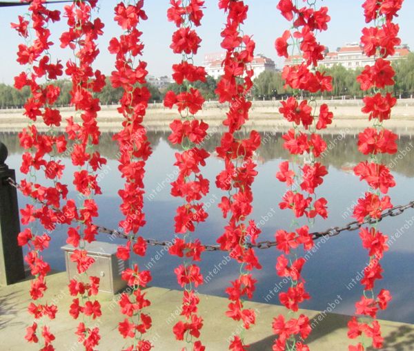 220cm 86 6 Artificial Azalea Vine 60 Red Flowers Wedding Garland Arch 
