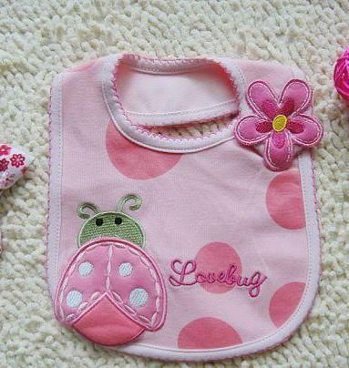Pink Color Lovely Ladybug Baby Boys Girls Feeding Bib Toddlers