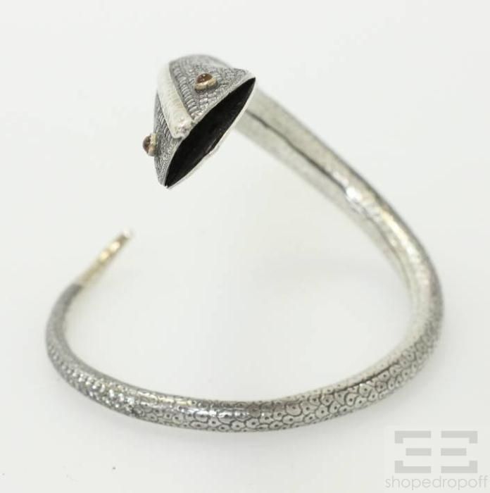 Designer Silver Jeweled Snake Bangle Bracelet