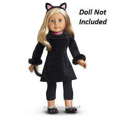 American Girl MYAG Black Cat Halloween Costume for Dolls + Charm NEW 