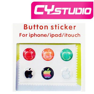 6pcs Home button Sticker Apple Logo Ver.2 For iPhone 4G 4S 3G 3GS iPod 