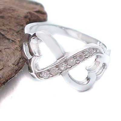 infinity connected loving heart cz 925 silver ring 9 time