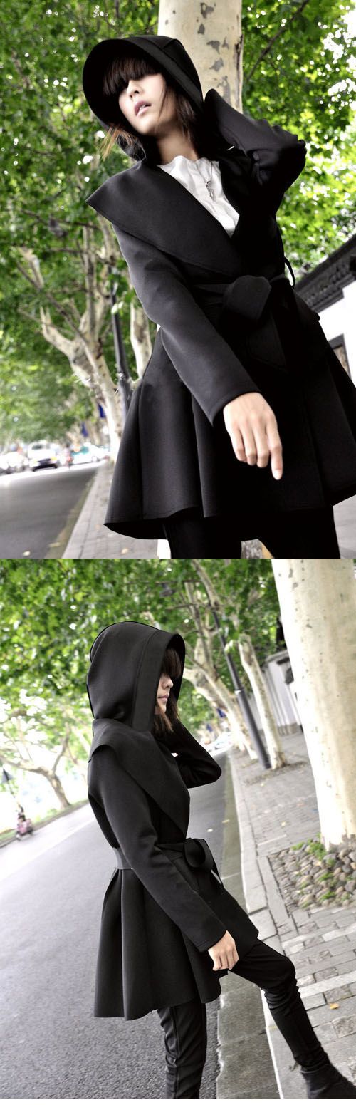 NEW HOT WOMENS HOODED COAT JACKET TRENCH OUTERWEAR DRESS STYLE TOP WF 