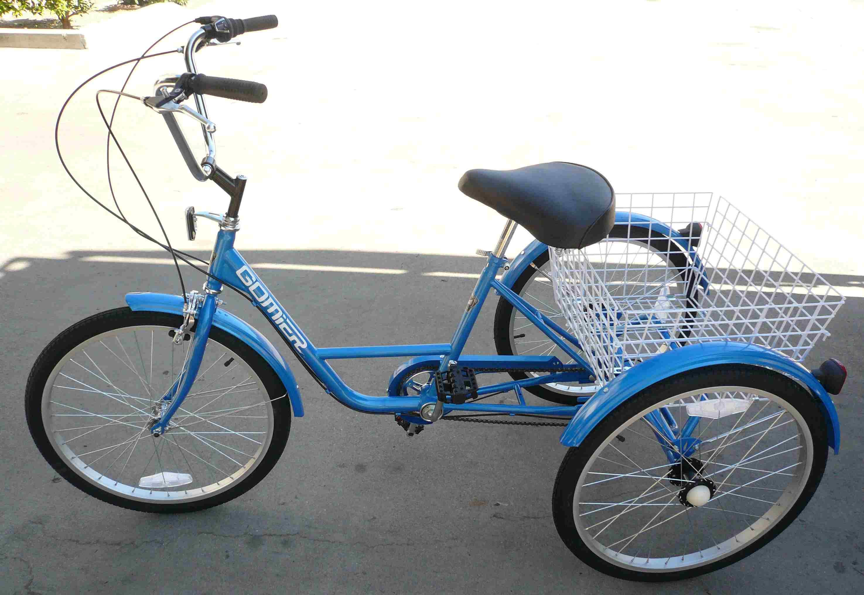 Gomier 3 Wheel Adult Tricycle 24 Trike 6 Speed Bike Blue