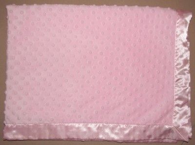 Carters Just One Year Pink Minky Dot Baby Blanket Satin Girls Bumpy 