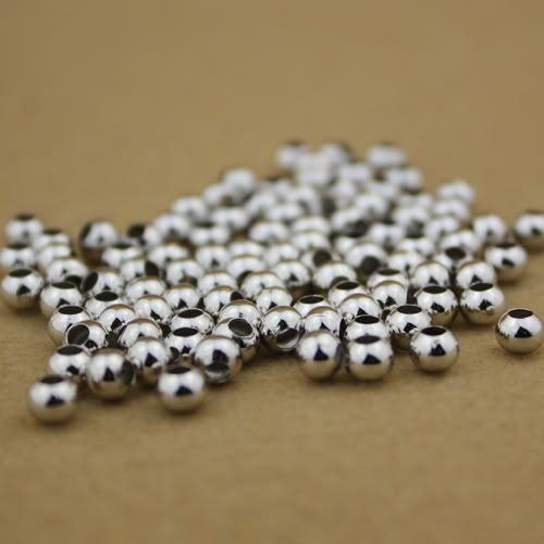 200 Pcs Silver Plated Round Spacer Loose Beads Charms Findings 4mm
