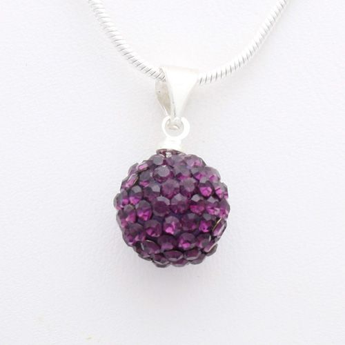 Pave Crystal Disco Ball Pendant Necklace Gift Box New