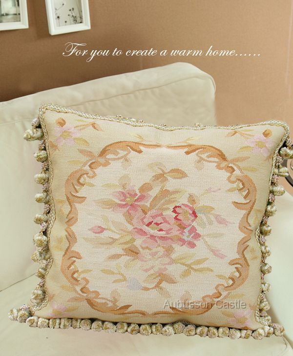 16 Light Pastel Green Ivory Aubusson Pillow Cushion Cover French Rose 