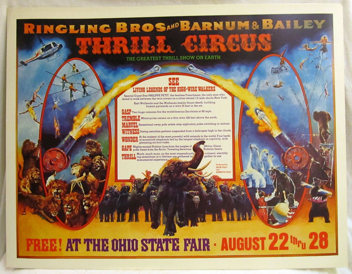 Vintage 1977 Ringling Brothers Barnum & Bailey Circus Poster Original 