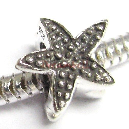   Silver Star Fish Starfish F European Bead Charm Bracelets 11mm