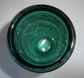   Spun Green Art Glass Tall Cylinder Vase Bengt Edenfalk 1962