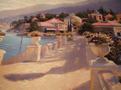Bellagio Promenade II Embelished by Howard Behrens HANDSIGNED 40in x 