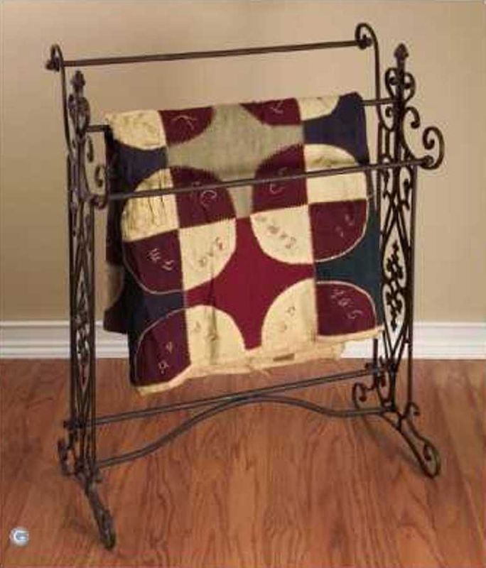   Chic Wrought Iron Scrolled Quilt Towel Rack Holder Tuscan New