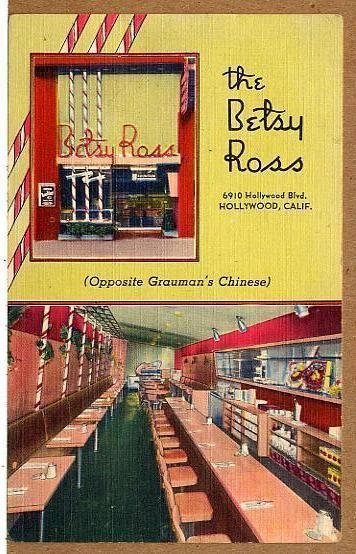 C1940 Betsy Ross Hollywood CA Restaurant Linen PC Near Graumans 
