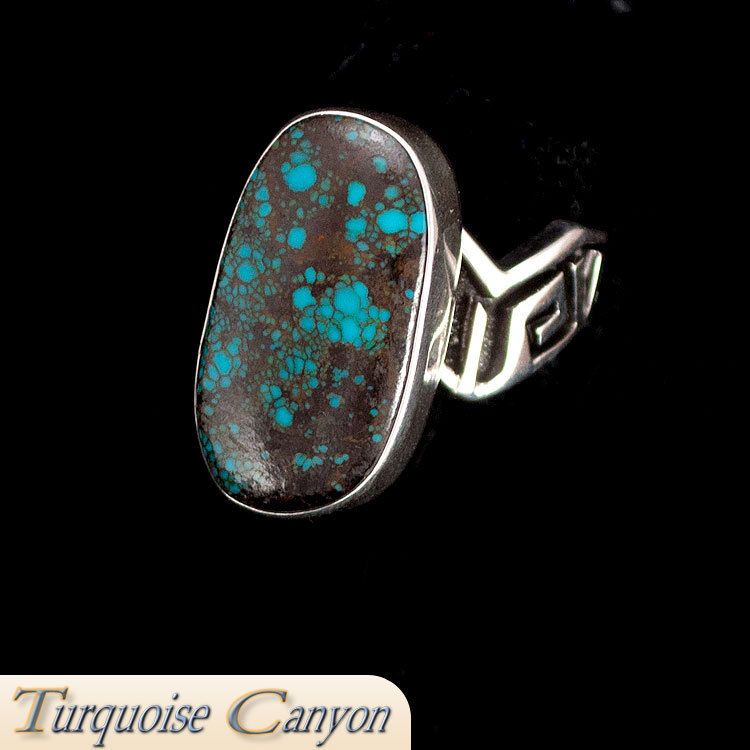 Navajo Native American Bisbee Mine Turquoise Ring Size 7 3 4 SKU 