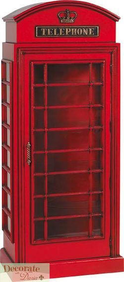 Telephone Booth Display Cabinet London Style Lighted Glass Shelves 30 