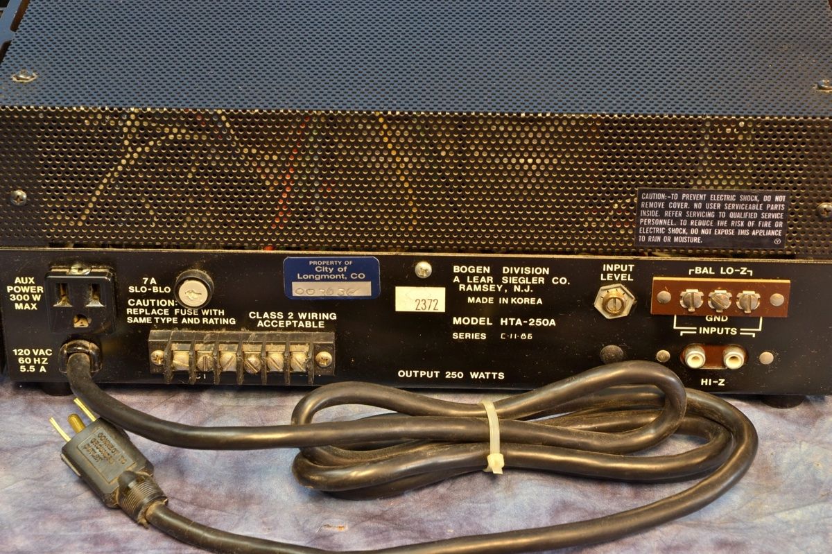 Bogen Communications HTA 250A Mosfet Mono Power Amplifier; 250W Amp 