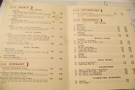 Bohannons Restaurant Menu Wine List San Jose 1962