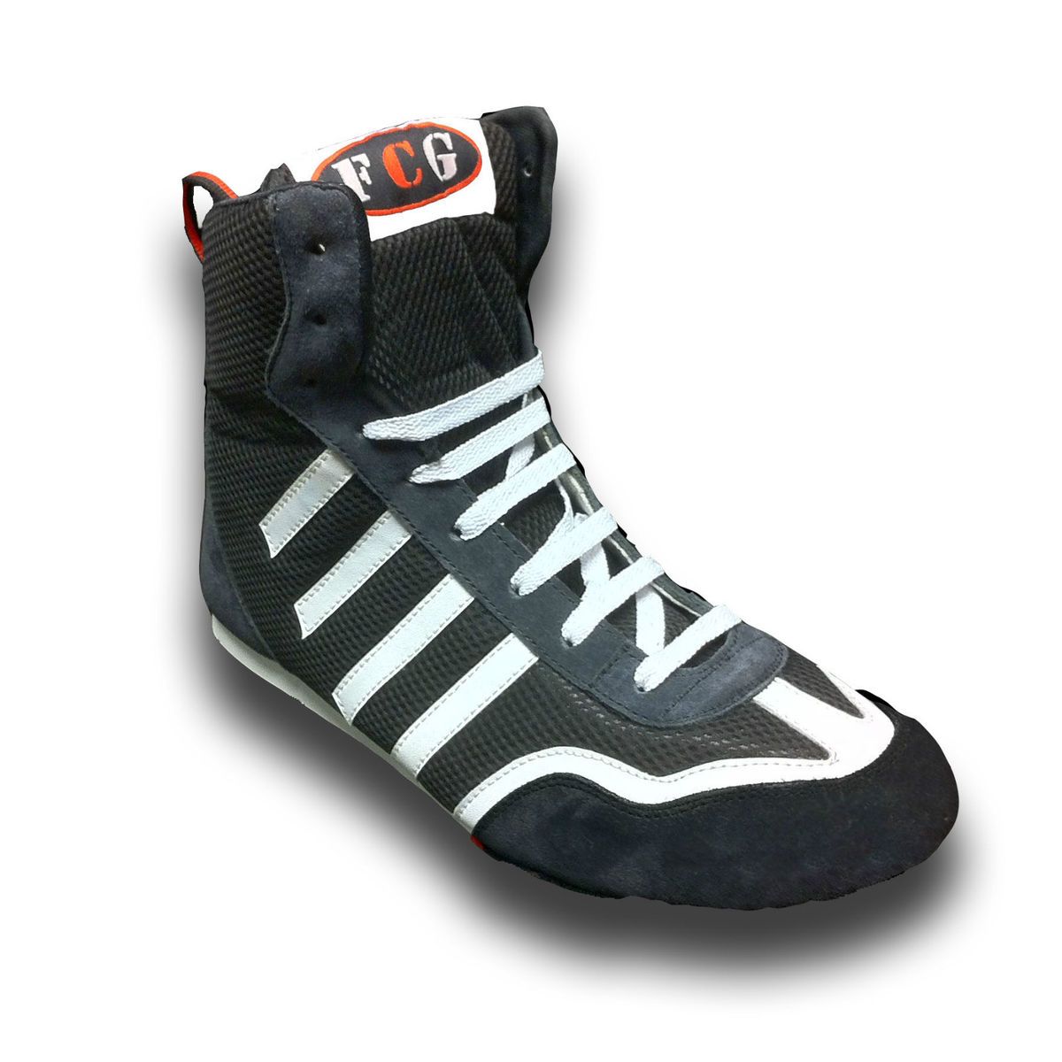   Black White Suede Synthetic Boxing Boots Kids Junior Childrens
