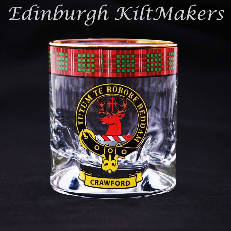 Irvine Clan Crested Whisky Glass Tartan Whisky Glasses