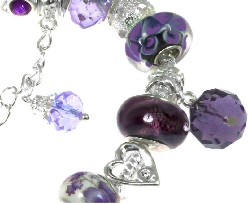 Purple Butterfly Swarovski Crystal Beads 19cm Stamped 925 Charm 