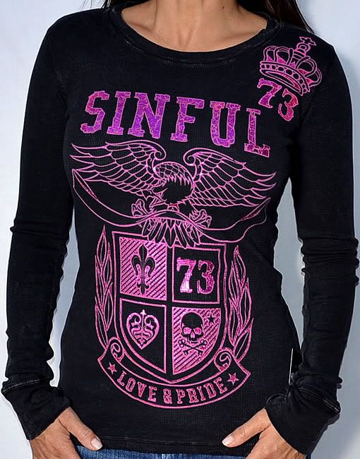 Sinful by Affliction Calera Womans Long Sleeve Thermal Black S2214 