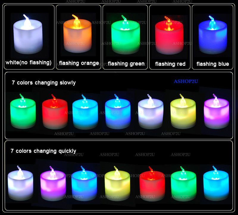 Color LED Changing Flash Candle Light Flicker Electronic Flameless 