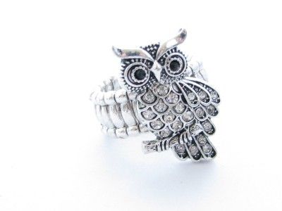 Owl Crystal Fashion Stretch Ring Jewelry Sorority