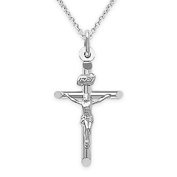 Cross Charm Pendant Christian Crucifix Jesus Necklace Sterling Silver