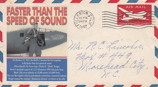 Chuck Yeager x 1 Cover Oct 16th 1947 California First Supersonic RARE