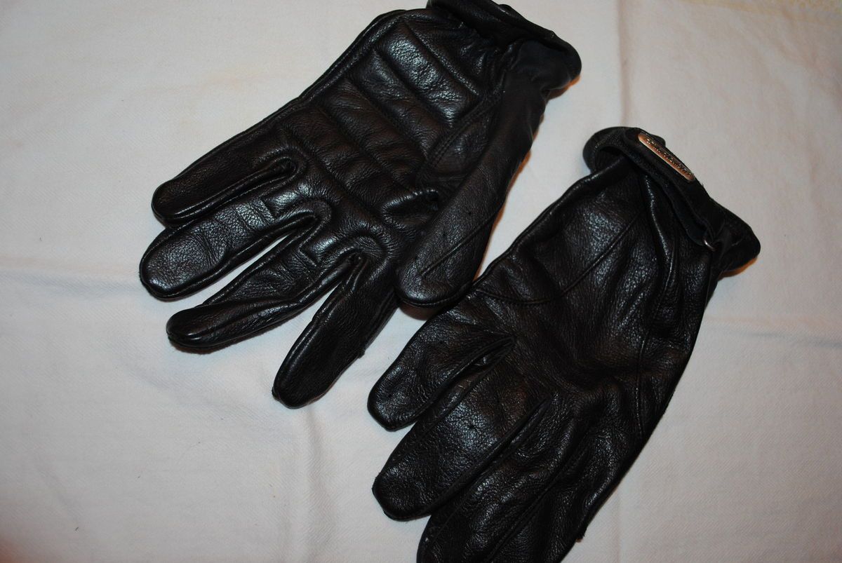 Mens HARLEY DAVIDSON Black Leather Gloves Sz XL
