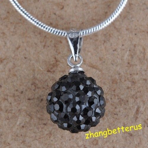 Austrian Black Crystal Pave Disco Ball Beads Necklace Pendants Charms