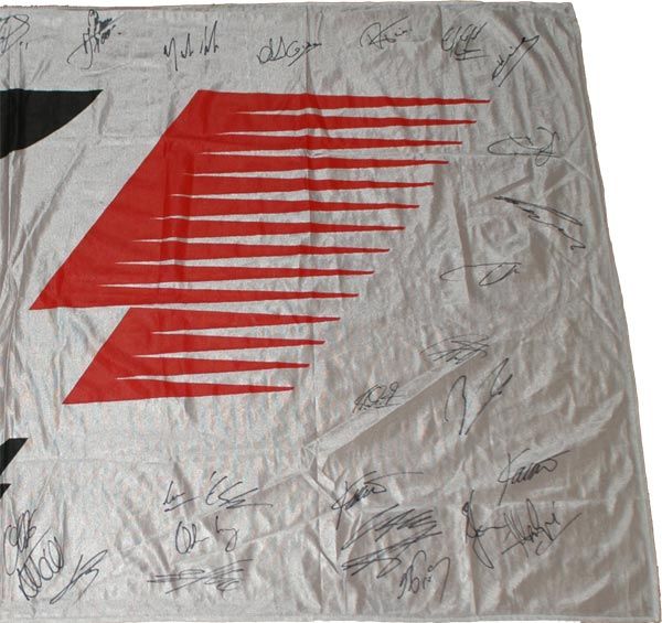 Formula 1 White 60x36 inches Flag Signed by 56 F1 Drivers Schumacher