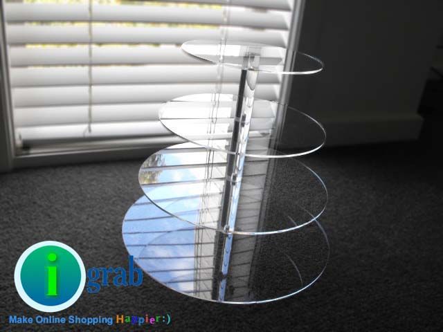 Tier Maypole Circle Clear Acrylic Cupcake Stand Holder Wedding Party