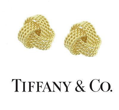 TIFFANY 18KT YELLOW GOLD SOMERSET KNOT EARRINGS BRAND NEW IN BOX