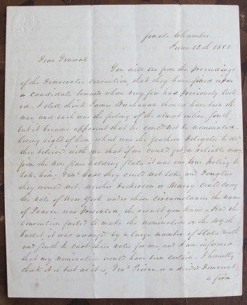 Important 1850s Presidential Election Letters Slavery Question