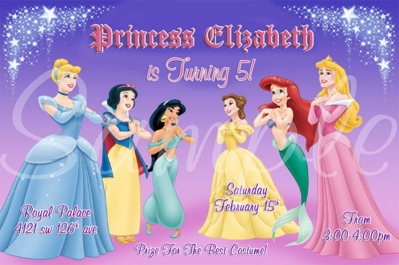 Disney Princess Custom Photo Birthday Party Invitation Many Designs