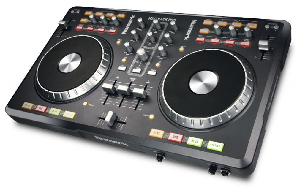 Numark Mixtrack Pro DJ Controller w Crane Stand Basic White Laptop