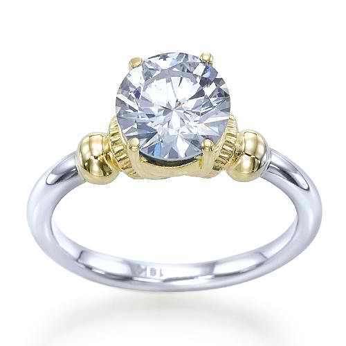 54 Carat G SI2 Two Tone Gold Round Band Diamond Engagement Ring