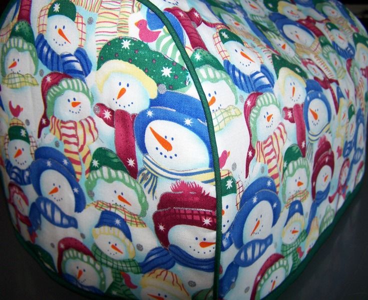 Packed Snowman Winter Quilted Fabric Cover 2 Slice Toaster New