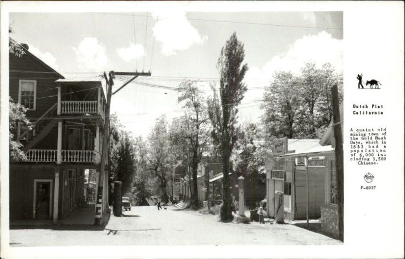 Dutch Flat CA Old Mining Town Shell Gas Pumps Old Real Photo Postcard